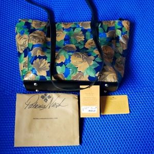 NWT Patricia Nash Blue Sky Rose Leather Purse Tote HandBag